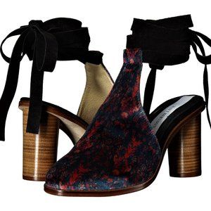 Matt Bernson Multicolor Floral Velvet Tie-Ankle Block Heel